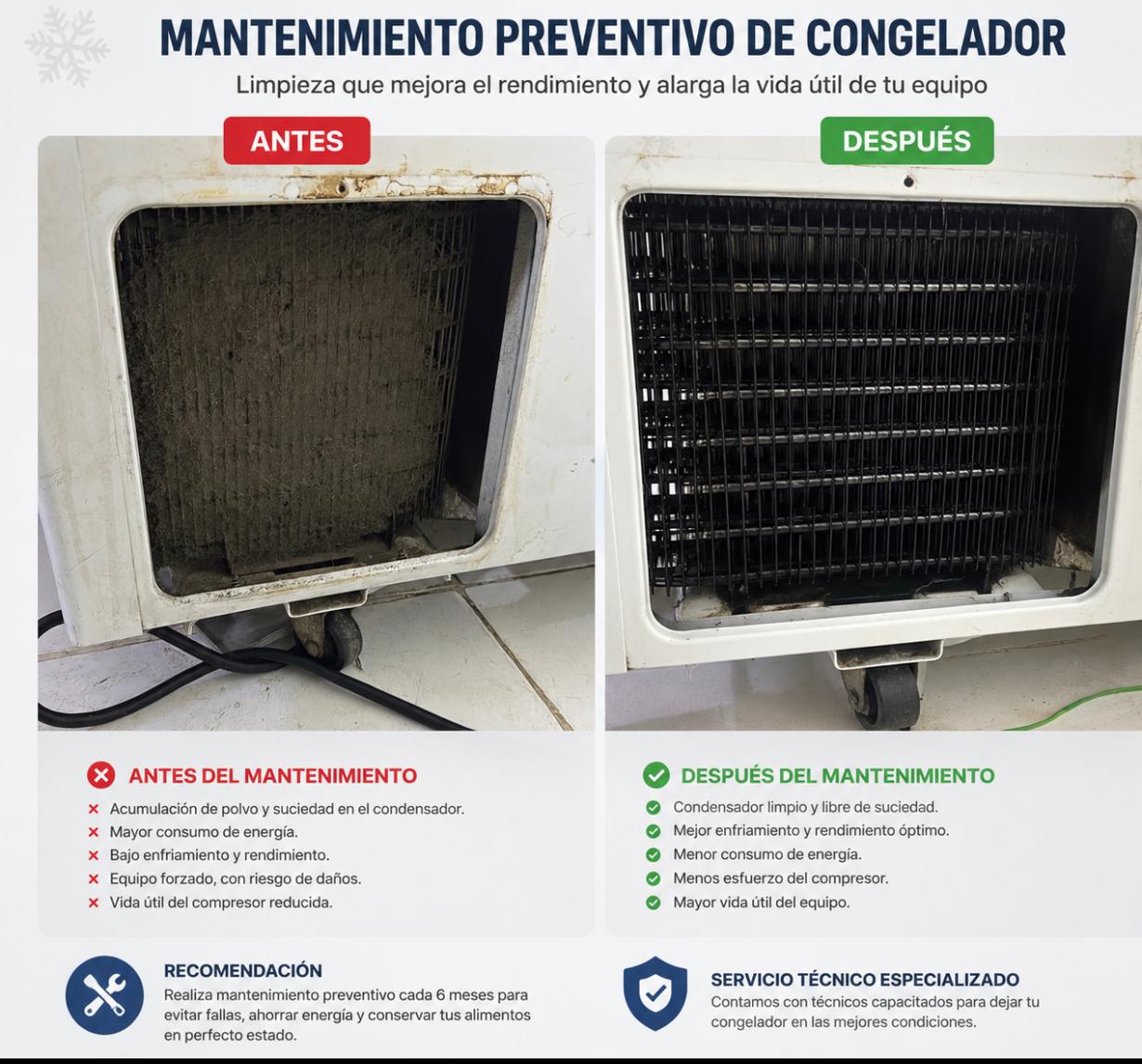 Mantenimiento preventivo de congelador profesional